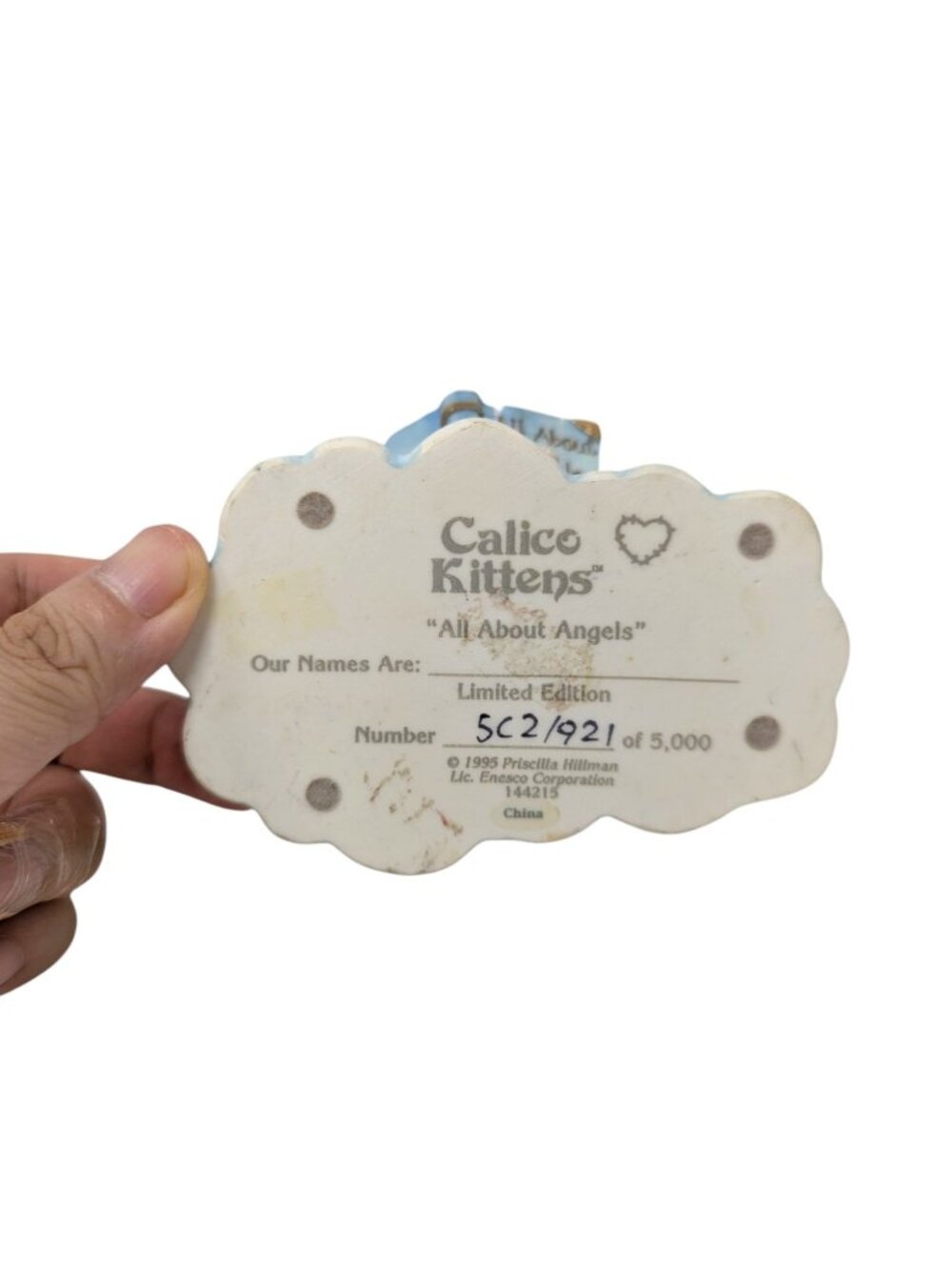 Vintage 1995 Enesco Calico Kittens All About Angels Cats in Heaven Figurine - Picture 5 of 7